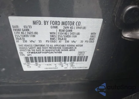 2023 Ford Explorer Limited from USA, damaged, VIN 1FMSK8FH5PGA74168